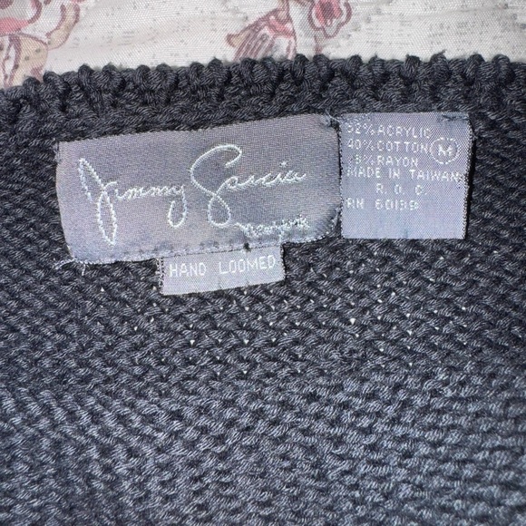 Jimmy Garcia hand loomed Floral Checkered Black Sweater. Size M - Picture 4 of 5